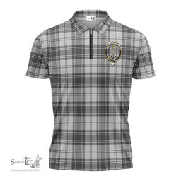 ScotsTee Shop Scottish Glendinning Clan Crest Tartan Zipper Polo Shirt