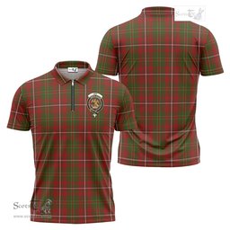 ScotsTee Shop Scottish Hay Clan Crest Tartan Zipper Polo Shirt