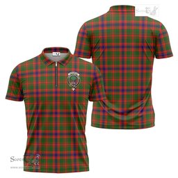 ScotsTee Shop Scottish Kinninmont Clan Crest Tartan Zipper Polo Shirt
