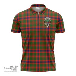 ScotsTee Shop Scottish Kinninmont Clan Crest Tartan Zipper Polo Shirt