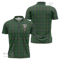 ScotsTee Shop Scottish Kennedy Clan Crest Tartan Zipper Polo Shirt