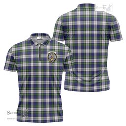 ScotsTee Shop Scottish Gordon Dress Modern Clan Crest Tartan Zipper Polo Shirt