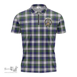 ScotsTee Shop Scottish Gordon Dress Modern Clan Crest Tartan Zipper Polo Shirt