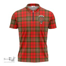 ScotsTee Shop Scottish Langlands Clan Crest Tartan Zipper Polo Shirt