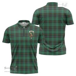 ScotsTee Shop Scottish MacAlpin Ancient Clan Crest Tartan Zipper Polo Shirt
