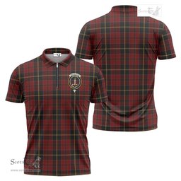 ScotsTee Shop Scottish MacAlister of Skye Clan Crest Tartan Zipper Polo Shirt