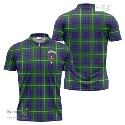 ScotsTee Shop Scottish MacIntyre Hunting Modern Clan Crest Tartan Zipper Polo Shirt