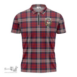 ScotsTee Shop Scottish MacDonald Dress Irish Clan Crest Tartan Zipper Polo Shirt