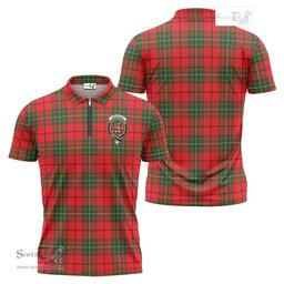 ScotsTee Shop Scottish MacAulay Modern Clan Crest Tartan Zipper Polo Shirt