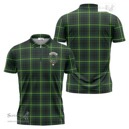 ScotsTee Shop Scottish MacArthur Modern Clan Crest Tartan Zipper Polo Shirt