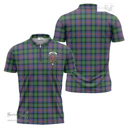 ScotsTee Shop Scottish Logan Ancient Clan Crest Tartan Zipper Polo Shirt
