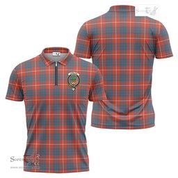 ScotsTee Shop Scottish Hamilton Ancient Clan Crest Tartan Zipper Polo Shirt