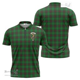 ScotsTee Shop Scottish Halkett Clan Crest Tartan Zipper Polo Shirt