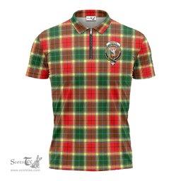 ScotsTee Shop Scottish Gibsone (Gibson-Gibbs) Clan Crest Tartan Zipper Polo Shirt