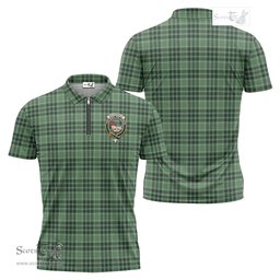 ScotsTee Shop Scottish MacDonald Lord of the Isles Hunting Clan Crest Tartan Zipper Polo Shirt
