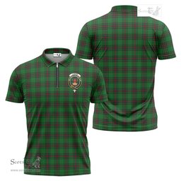 ScotsTee Shop Scottish Lundin Clan Crest Tartan Zipper Polo Shirt