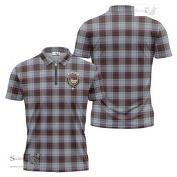 ScotsTee Shop Scottish MacDonald Dress Ancient Clan Crest Tartan Zipper Polo Shirt