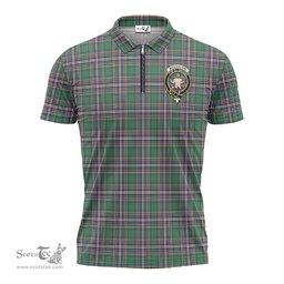 ScotsTee Shop Scottish MacFarlane Hunting Ancient Clan Crest Tartan Zipper Polo Shirt