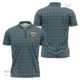 ScotsTee Shop Scottish Ralston UK Clan Crest Tartan Zipper Polo Shirt