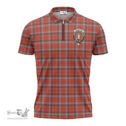 ScotsTee Shop Scottish Robertson Weathered Clan Crest Tartan Zipper Polo Shirt