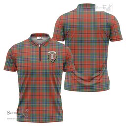 ScotsTee Shop Scottish MacLean of Duart Ancient Clan Crest Tartan Zipper Polo Shirt