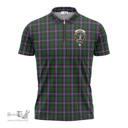 ScotsTee Shop Scottish Russell Clan Crest Tartan Zipper Polo Shirt