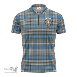 ScotsTee Shop Scottish Napier Ancient Clan Crest Tartan Zipper Polo Shirt