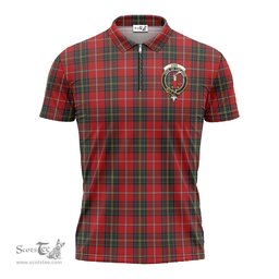 ScotsTee Shop Scottish Orr Clan Crest Tartan Zipper Polo Shirt