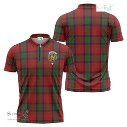ScotsTee Shop Scottish MacPherson of Cluny Clan Crest Tartan Zipper Polo Shirt