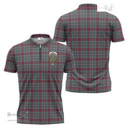 ScotsTee Shop Scottish Spens (Spence) Clan Crest Tartan Zipper Polo Shirt