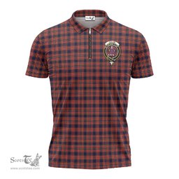 ScotsTee Shop Scottish Ogilvie (Ogilvy) Clan Crest Tartan Zipper Polo Shirt