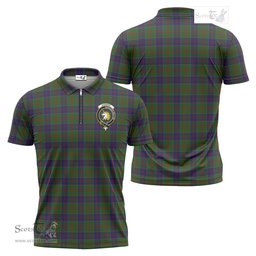ScotsTee Shop Scottish Stewart of Appin Hunting Clan Crest Tartan Zipper Polo Shirt