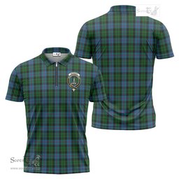 ScotsTee Shop Scottish Morrison Society Clan Crest Tartan Zipper Polo Shirt