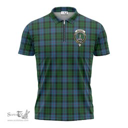 ScotsTee Shop Scottish Morrison Society Clan Crest Tartan Zipper Polo Shirt