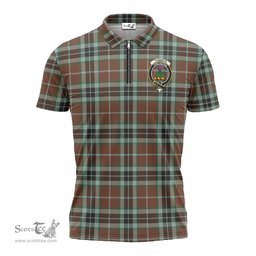 ScotsTee Shop Scottish Thomson Hunting Modern Clan Crest Tartan Zipper Polo Shirt