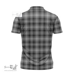 ScotsTee Shop Scottish MacLean Black and White Clan Crest Tartan Zipper Polo Shirt