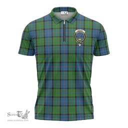 ScotsTee Shop Scottish Stirling Clan Crest Tartan Zipper Polo Shirt