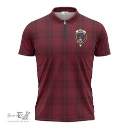 ScotsTee Shop Scottish Stirling of Keir Clan Crest Tartan Zipper Polo Shirt
