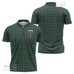 ScotsTee Shop Scottish Scott Hunting Clan Crest Tartan Zipper Polo Shirt