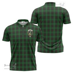 ScotsTee Shop Scottish Wallace Hunting Clan Crest Tartan Zipper Polo Shirt