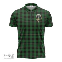 ScotsTee Shop Scottish Wallace Hunting Clan Crest Tartan Zipper Polo Shirt