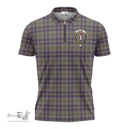 ScotsTee Shop Scottish Taylor Weathered Clan Crest Tartan Zipper Polo Shirt