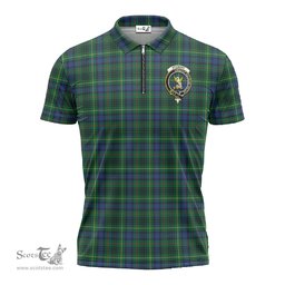 ScotsTee Shop Scottish Stewart Hunting Modern Clan Crest Tartan Zipper Polo Shirt