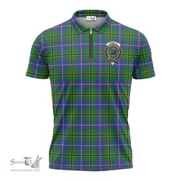 ScotsTee Shop Scottish Turnbull Hunting Clan Crest Tartan Zipper Polo Shirt
