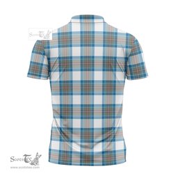 ScotsTee Shop Scottish Stewart Muted Blue Clan Crest Tartan Zipper Polo Shirt