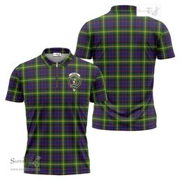 ScotsTee Shop Scottish Watson Modern Clan Crest Tartan Zipper Polo Shirt