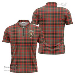 ScotsTee Shop Scottish Stewart Royal Modern Clan Crest Tartan Zipper Polo Shirt