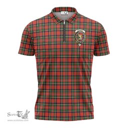ScotsTee Shop Scottish Stewart Royal Modern Clan Crest Tartan Zipper Polo Shirt