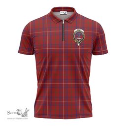 ScotsTee Shop Scottish Rose Clan Crest Tartan Zipper Polo Shirt