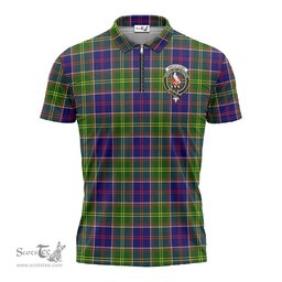 ScotsTee Shop Scottish Whitefoord Modern Clan Crest Tartan Zipper Polo Shirt